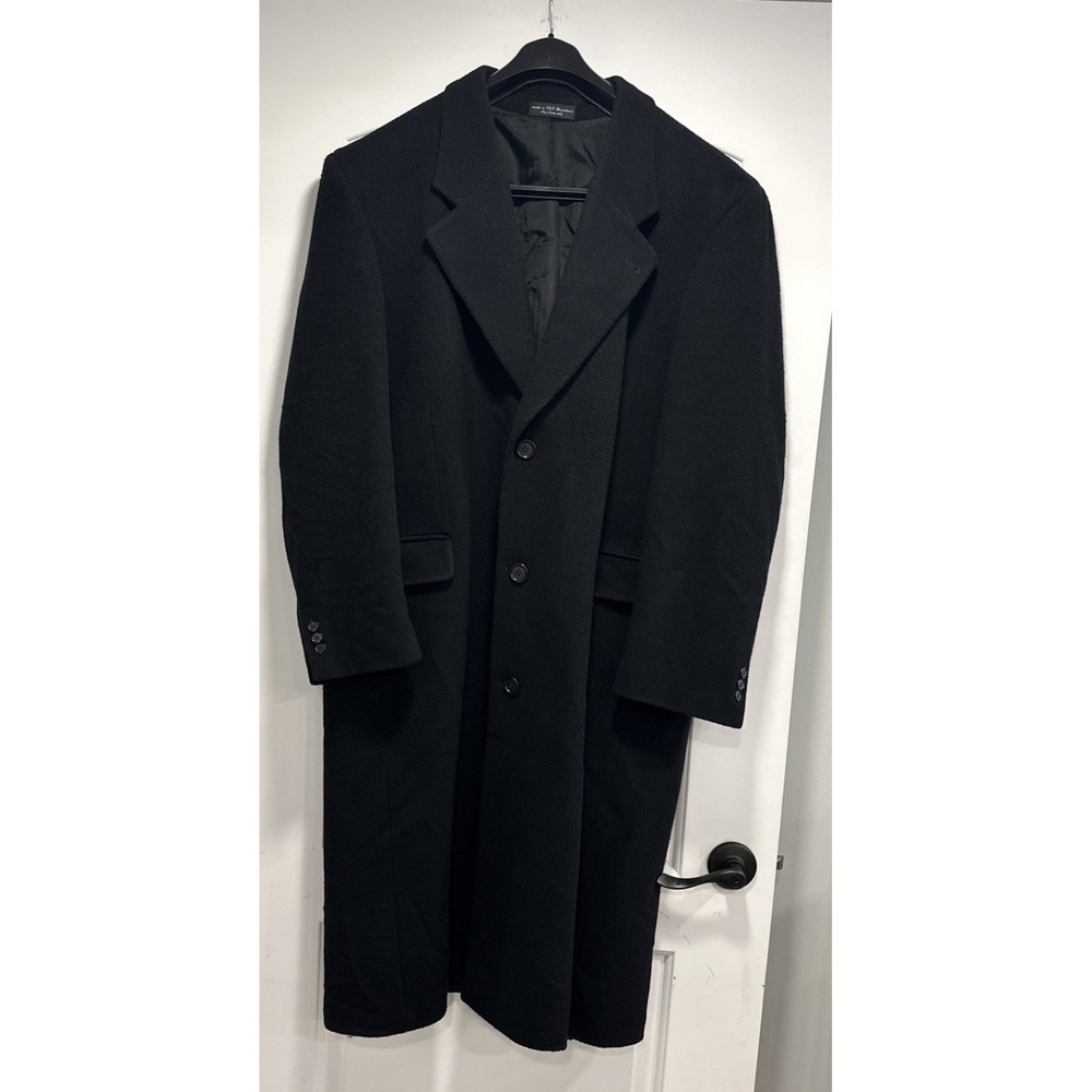 Vintage Men's John Ashford 100% Wool Long Black Coat 44 R